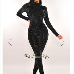 Sheer Velvet Leopard Jumpsuit